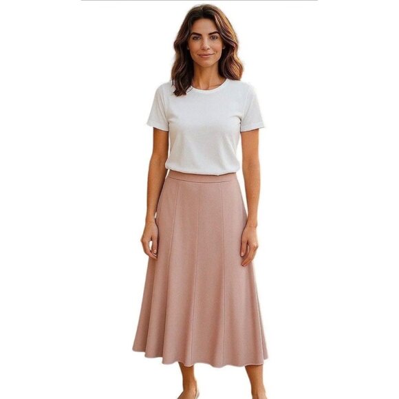 Joseph Ribkoff Midi Pull-On Skirt Pink Size 16 Glam Party Holiday Formal Classic - Picture 1 of 10